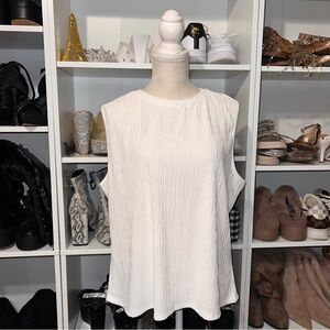 Women's Sleeveless Mock Neck Textured Tank Top - White - Sz 20W
